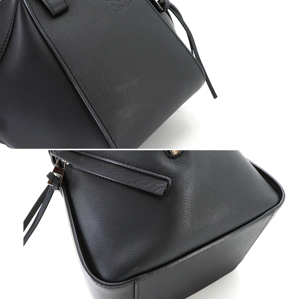 Hammock Compact 2way Hand Shoulder Bag Leather Black
