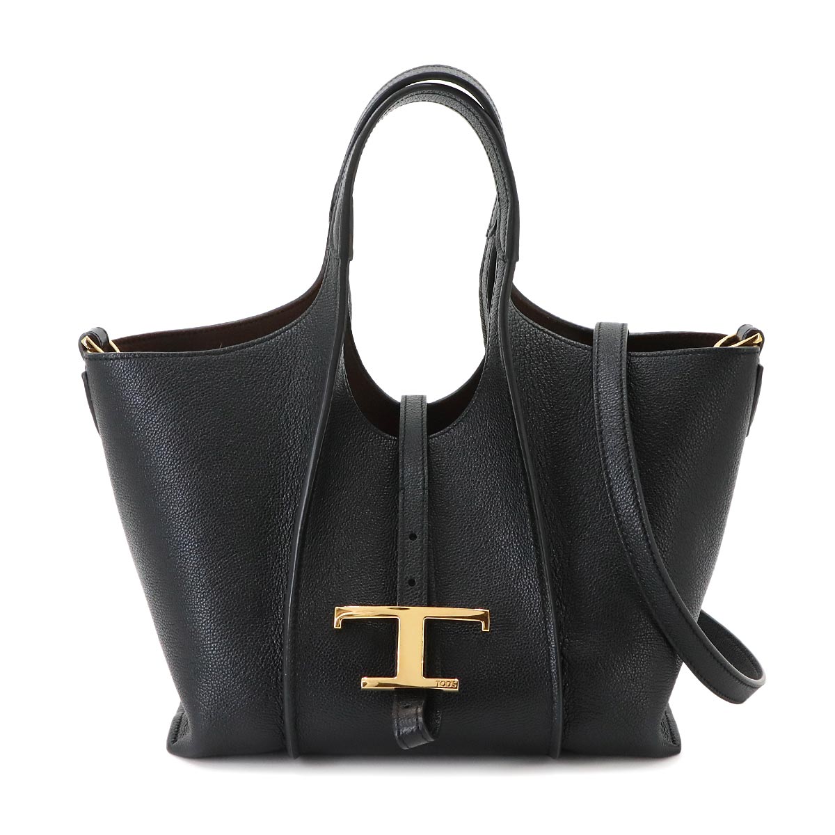T Timeless Shopping Bag Mini Hand Shoulder Bag Leather Black