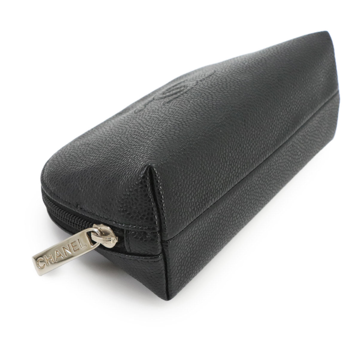 Coco Mark Pouch Caviar Skin Leather Black Purse