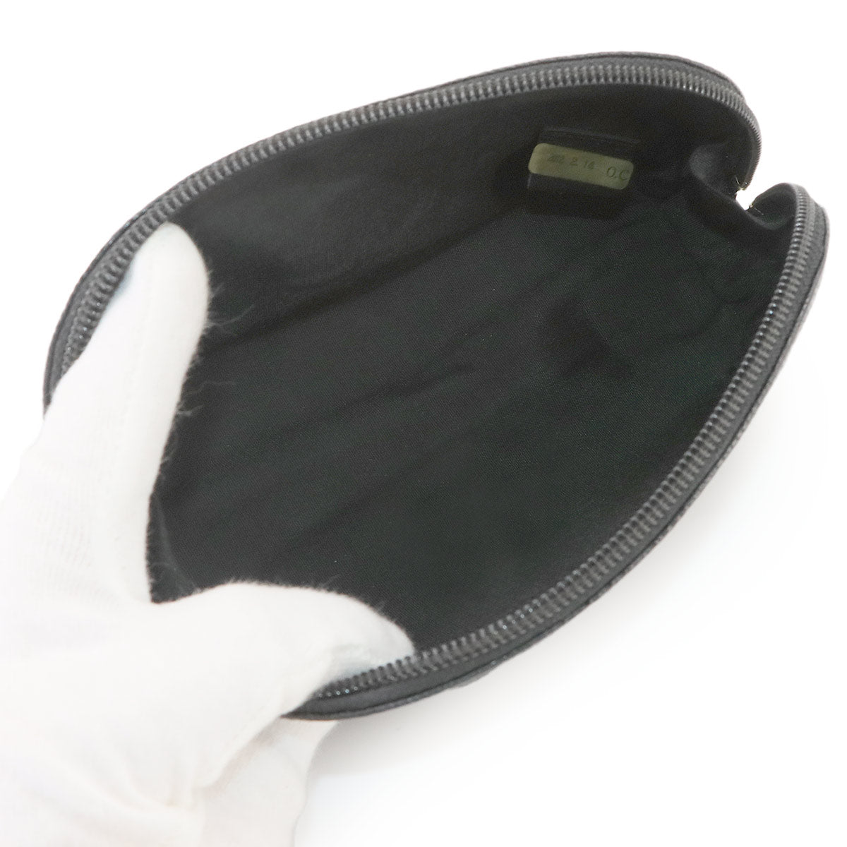 Coco Mark Pouch Caviar Skin Leather Black Purse