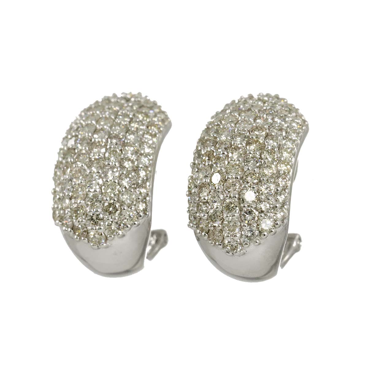 Diamond 1.50ct/1.50ct Earrings Pierced Clip-on 18K K18 WG 750