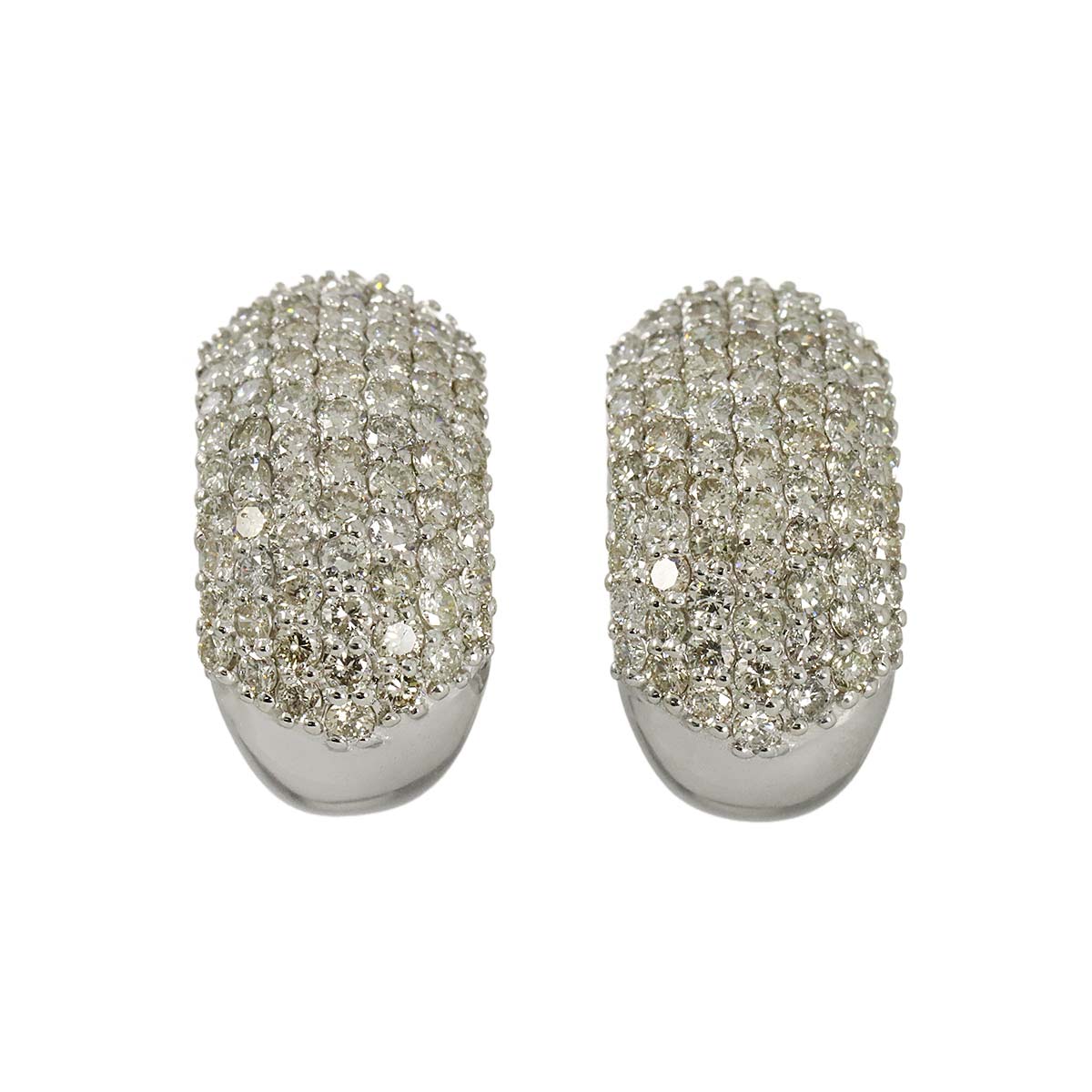 Diamond 1.50ct/1.50ct Earrings Pierced Clip-on 18K K18 WG 750