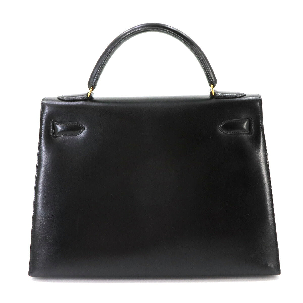 Kelly 32 Box calf Black Hand Shoulder Bag Vintage Purse