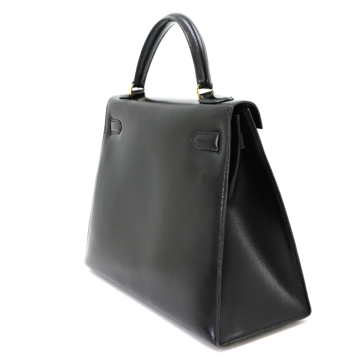 Kelly 32 Box calf Black Hand Shoulder Bag Vintage Purse