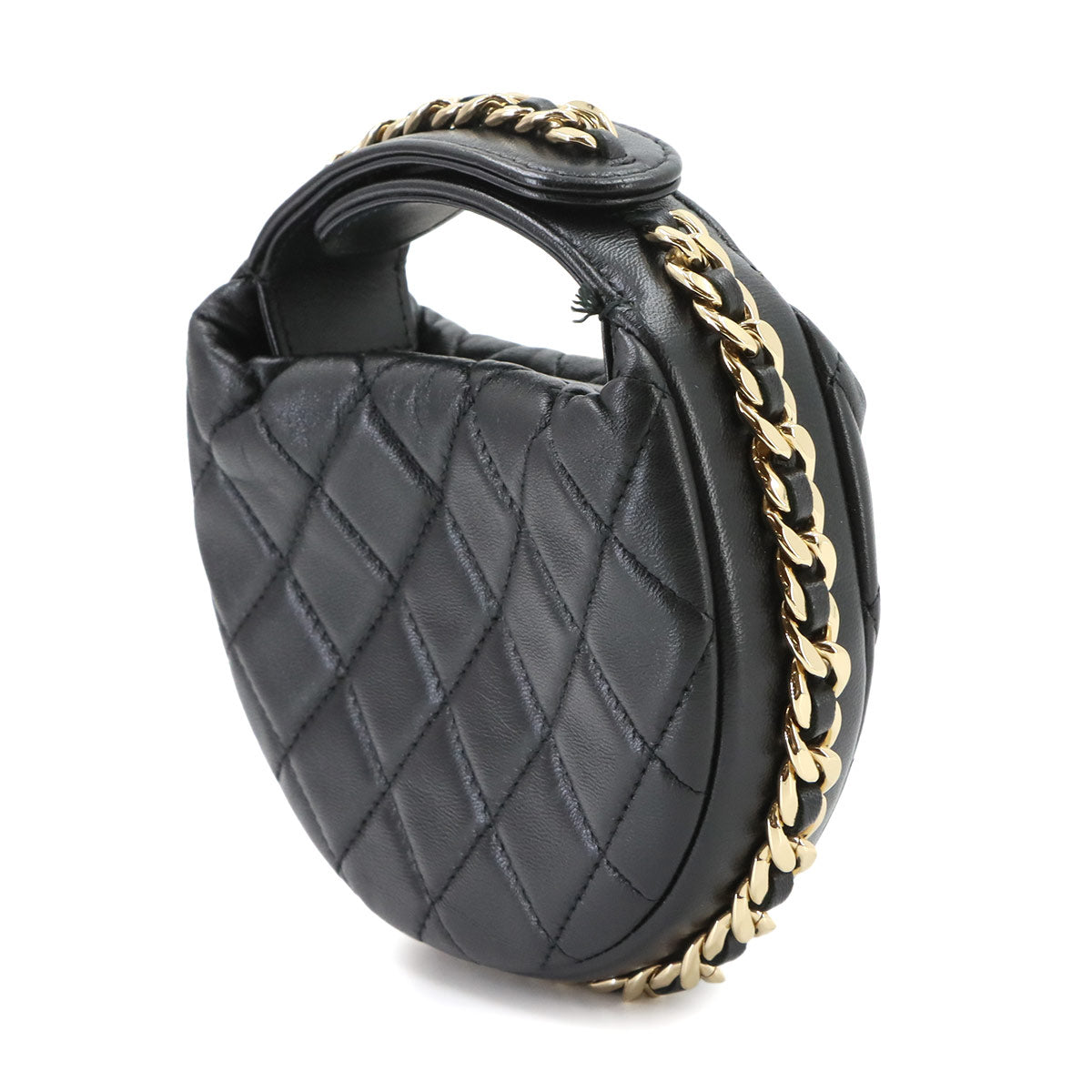 Matelasse Hand Bag Leather Black AP3095 Purse