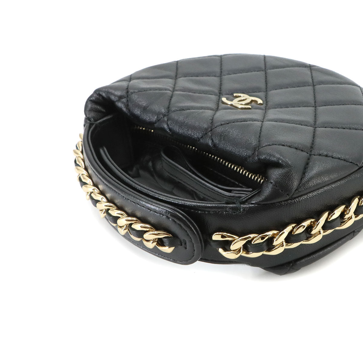 Matelasse Hand Bag Leather Black AP3095 Purse