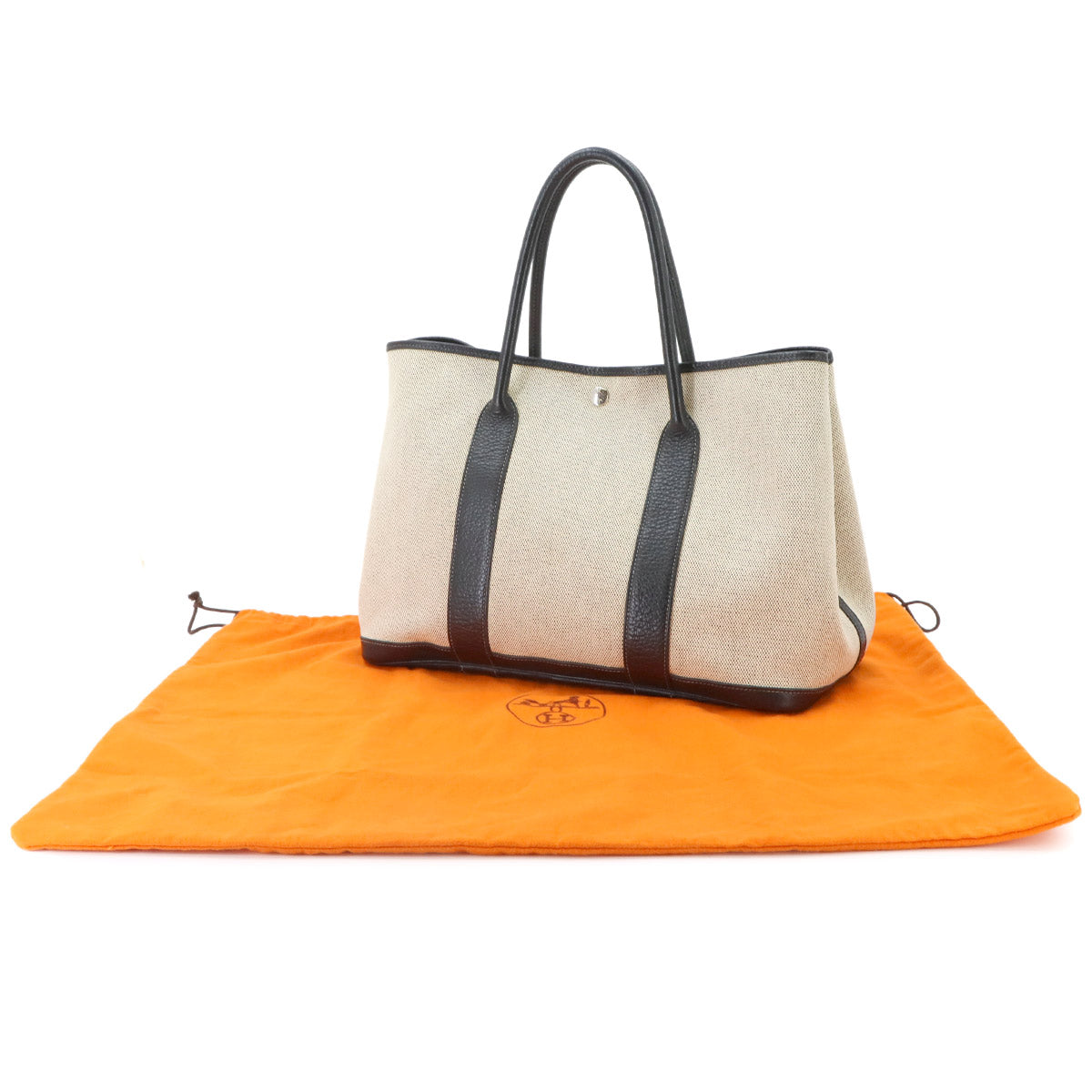 Garden Party PM Tote Bag Toile H Leather Black Gray