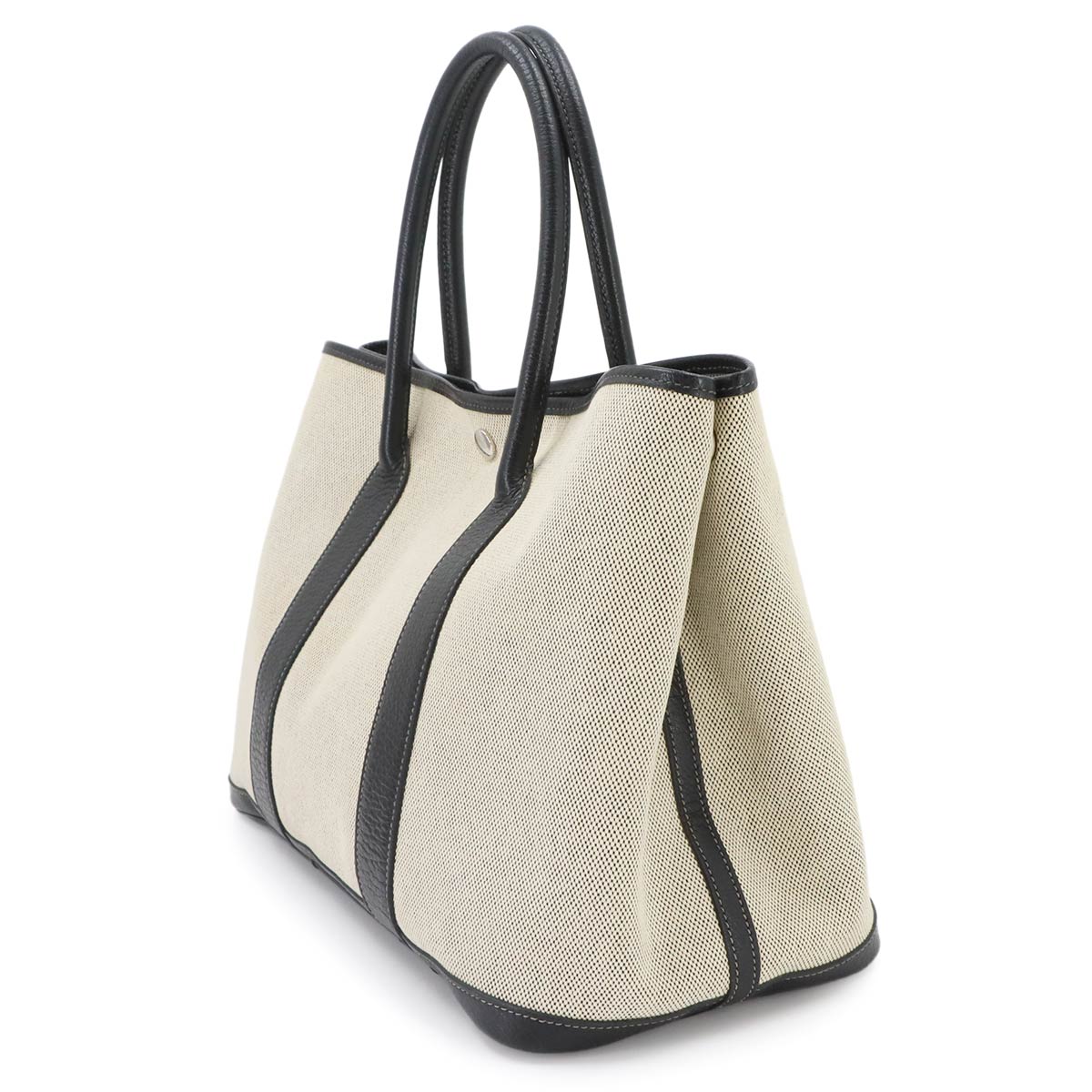 Garden Party PM Tote Bag Toile H Leather Black Gray