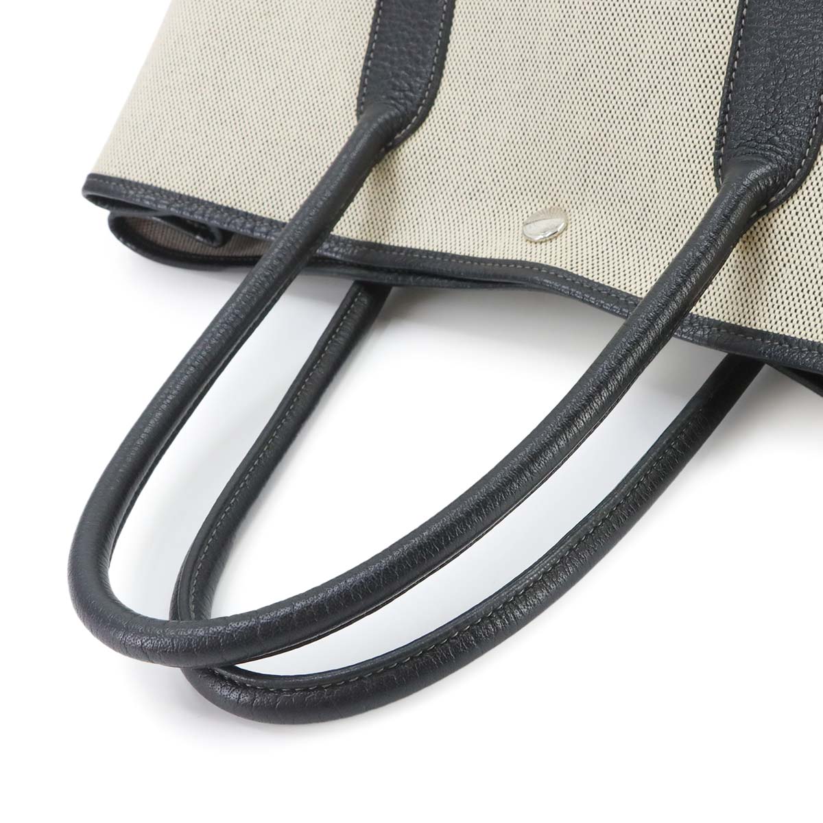 Garden Party PM Tote Bag Toile H Leather Black Gray