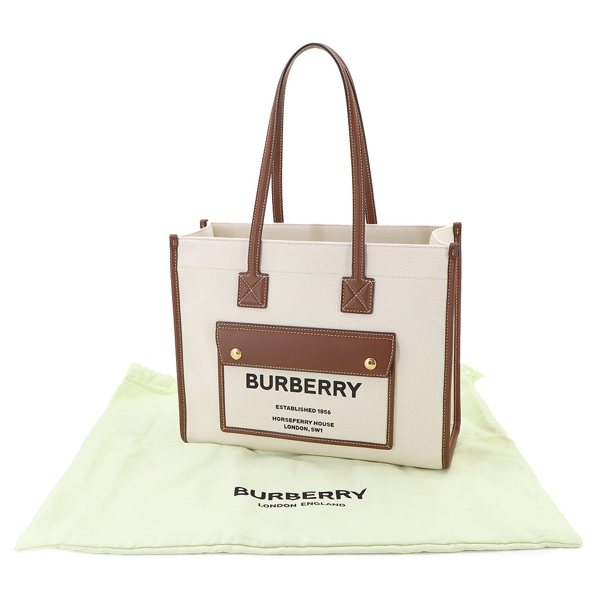 Small Freya Two Tone Tote Bag Canvas Leather Natural Tan