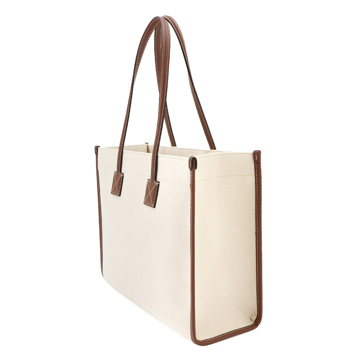 Small Freya Two Tone Tote Bag Canvas Leather Natural Tan