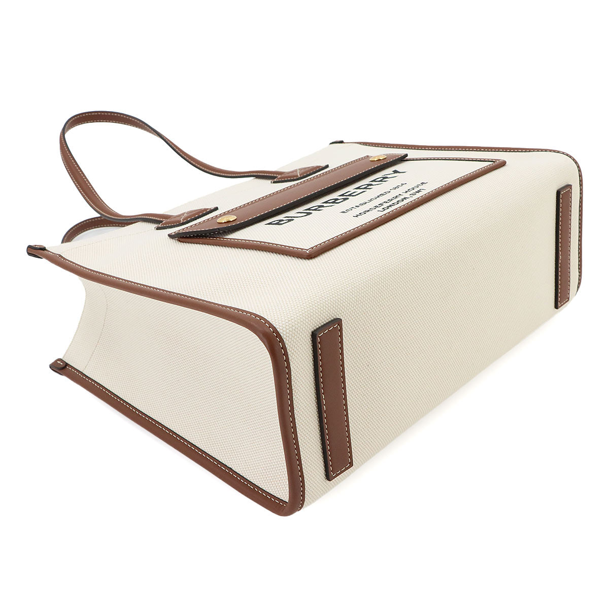 Small Freya Two Tone Tote Bag Canvas Leather Natural Tan
