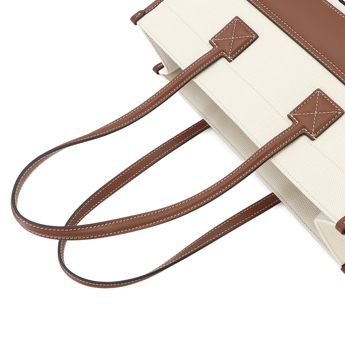 Small Freya Two Tone Tote Bag Canvas Leather Natural Tan