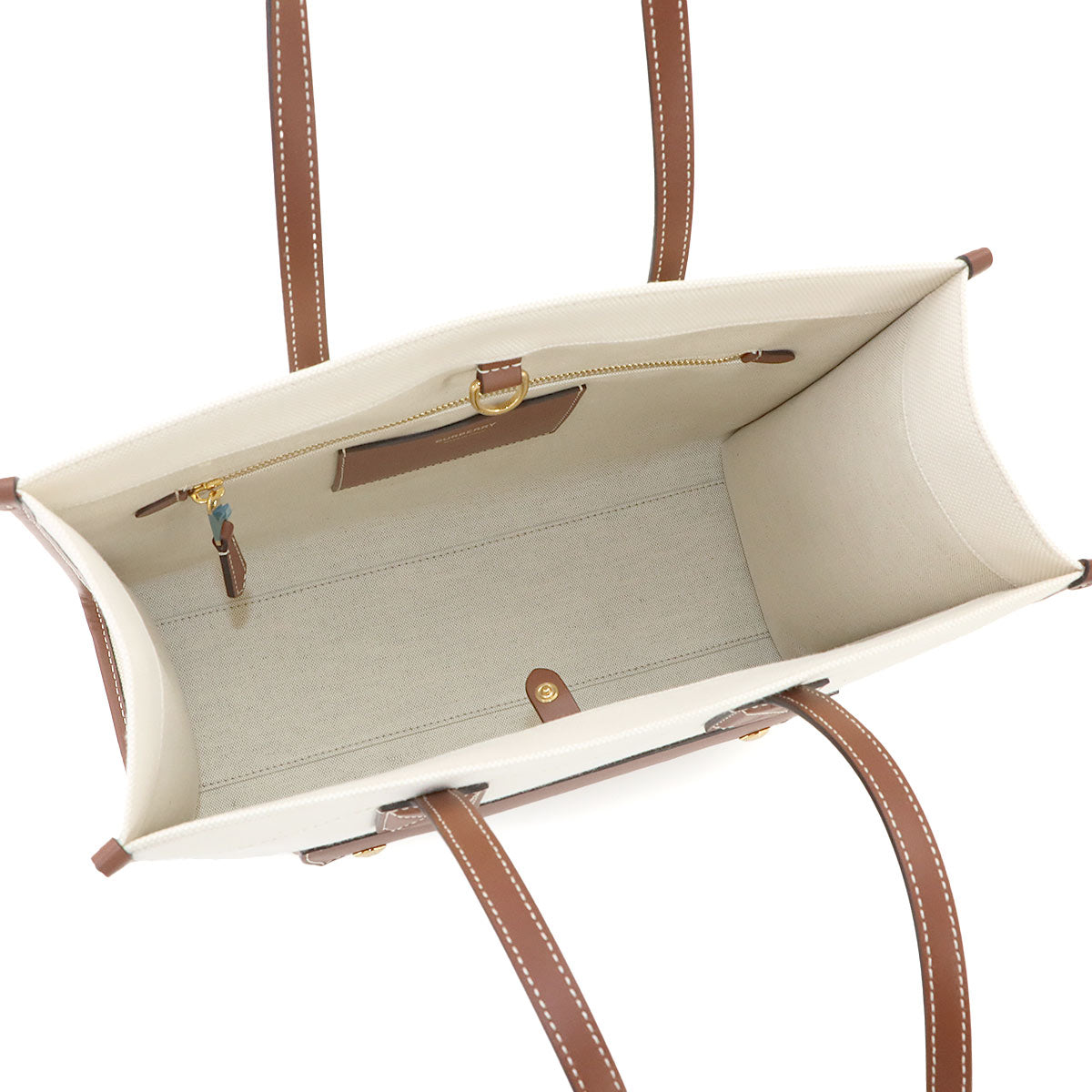 Small Freya Two Tone Tote Bag Canvas Leather Natural Tan