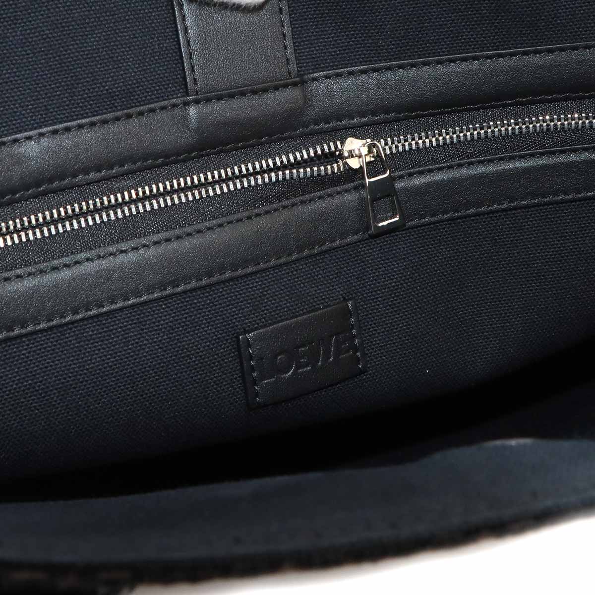 Buckle Horizontal Tote Bag Canvas Leather Black Purse