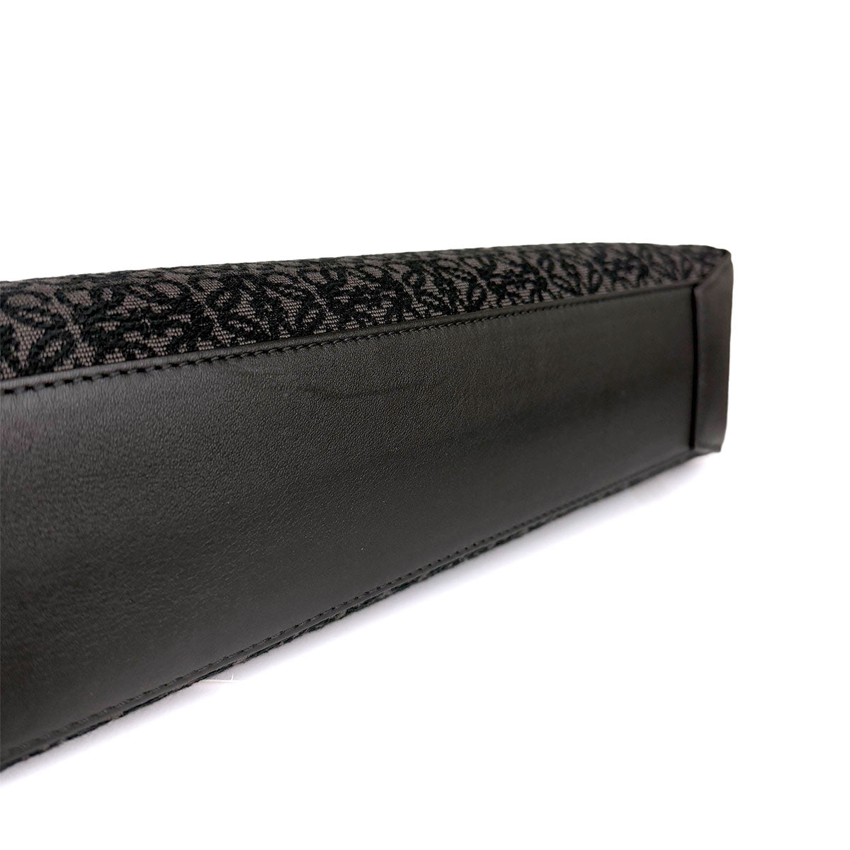 Buckle Horizontal Tote Bag Canvas Leather Black Purse