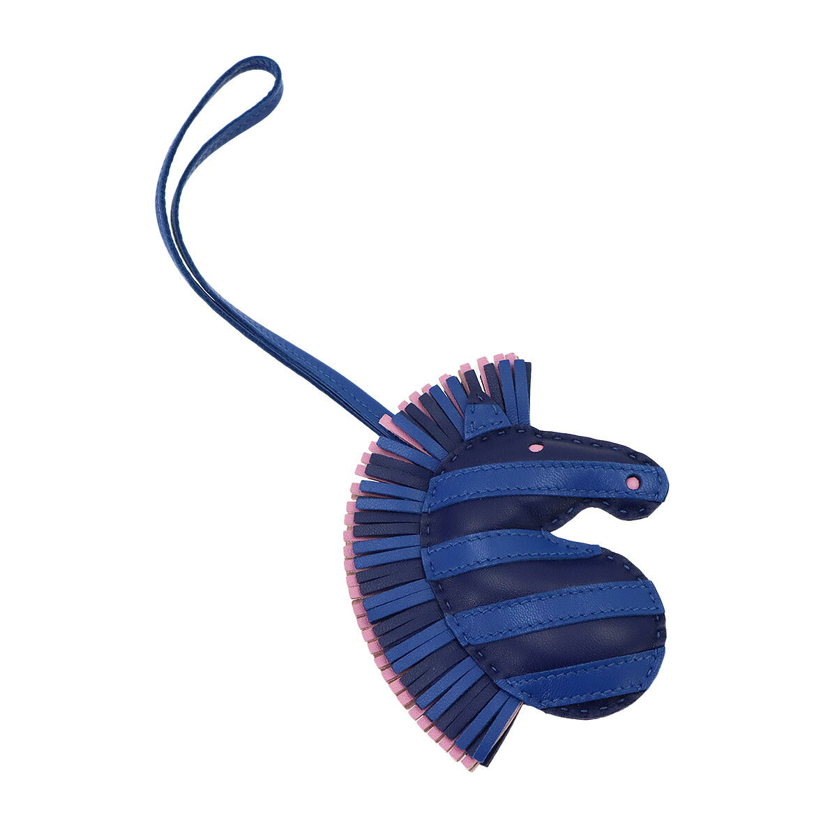 Geegee Savannah Zebra Bag Charm Agneau Milo Bleu Saphir