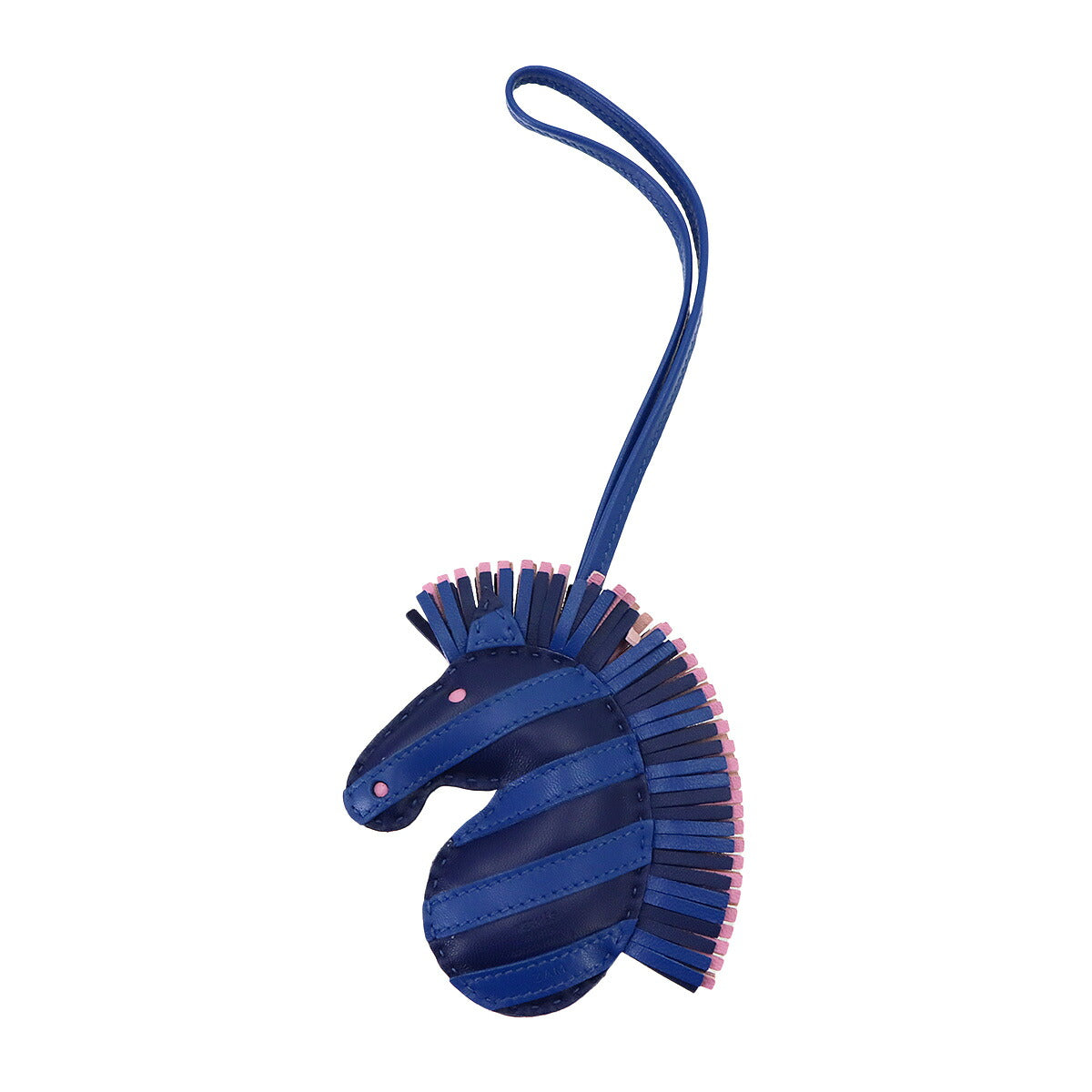Geegee Savannah Zebra Bag Charm Agneau Milo Bleu Saphir