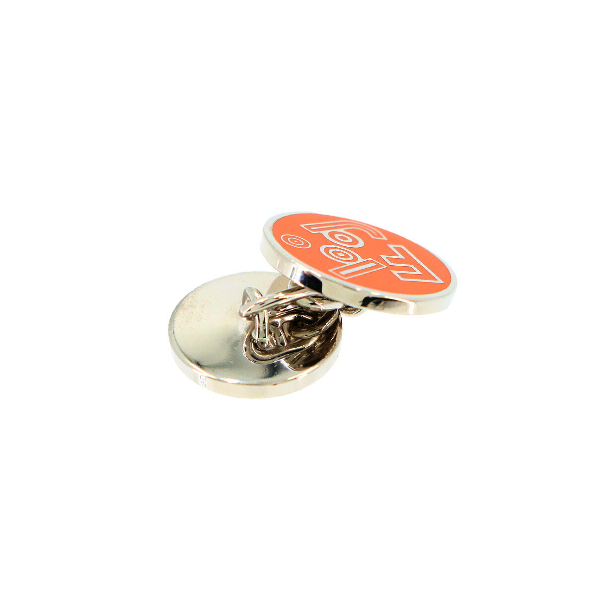 HERMES Big Bangle Cufflinks Orange Silver Round Accessory