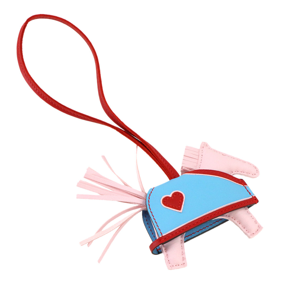 Rodeo Robeo Coeur PM Bag Charm Agneau Milo Rose Darling Celeste