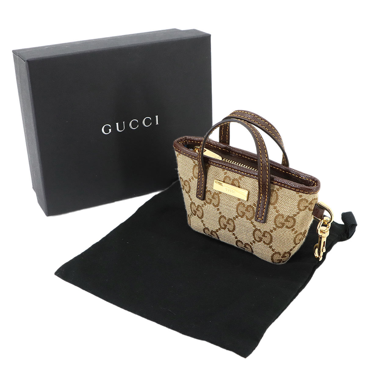 Tribeca Bag Charm Key Holdere GG Canvas Beige Brown 875807