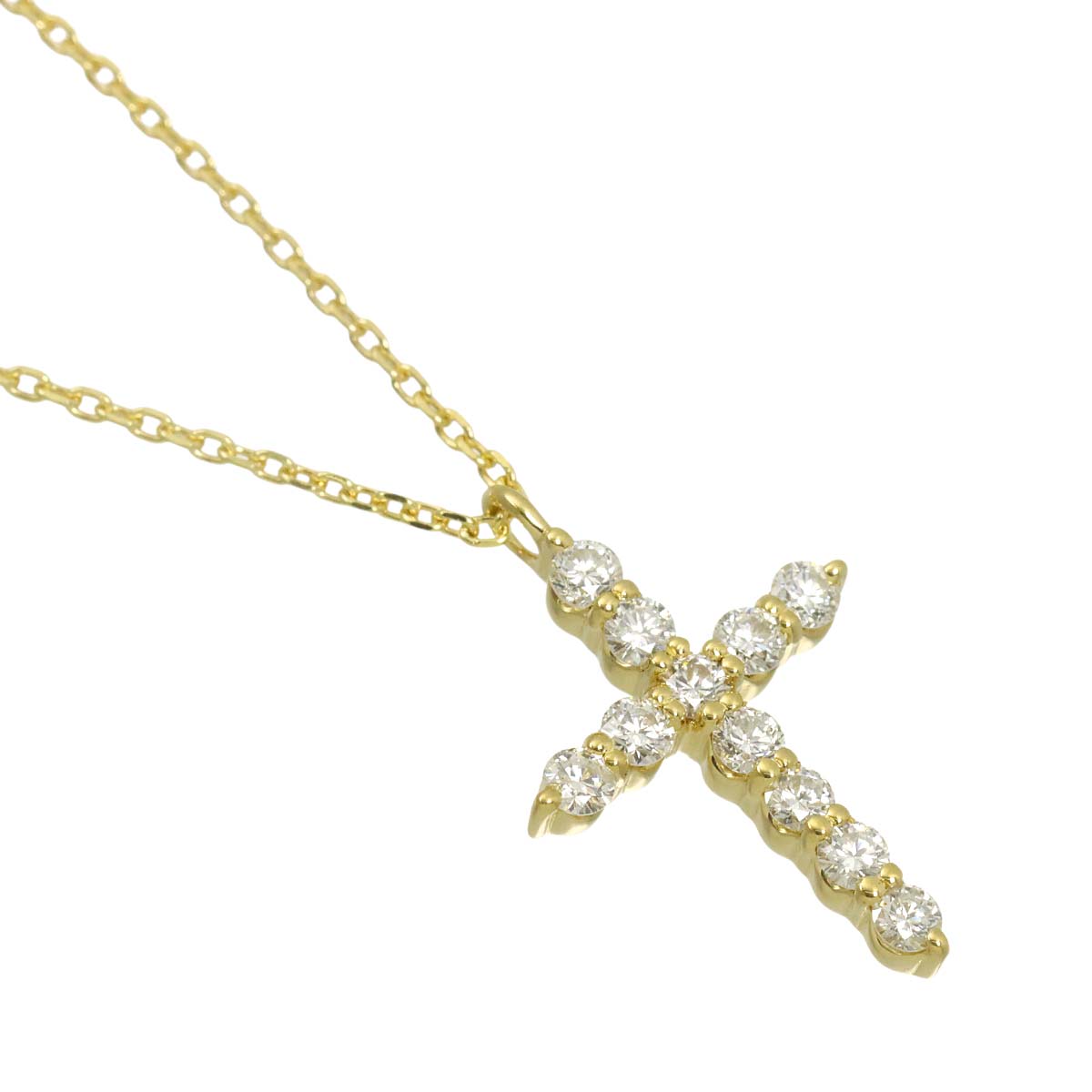 Cross Motif Diamond 0.20ct Necklace 18K Yellow Gold 750