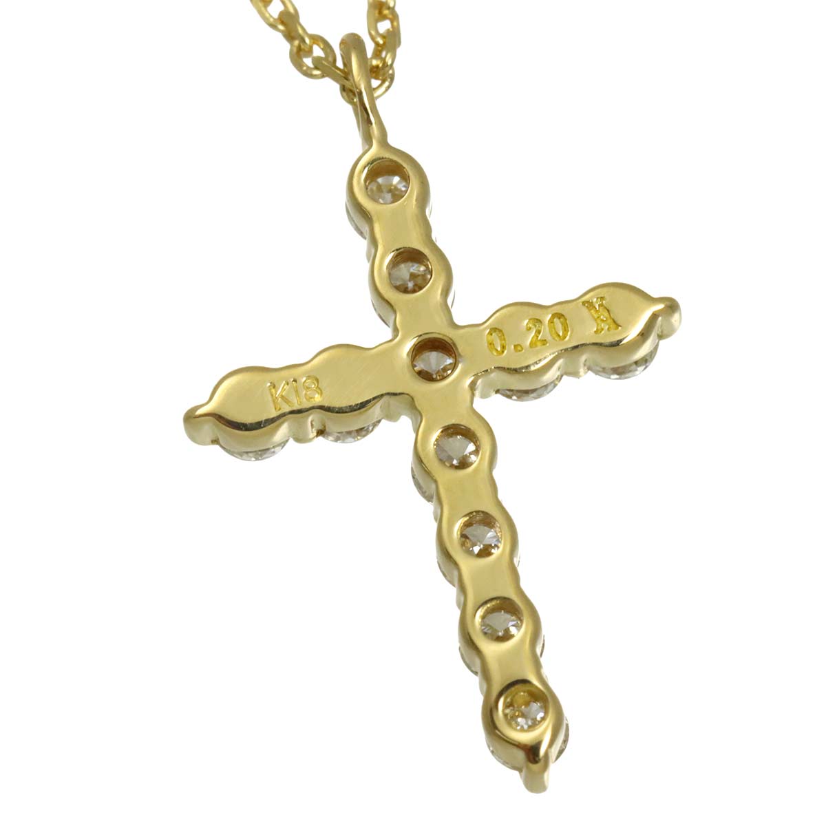 Cross Motif Diamond 0.20ct Necklace 18K Yellow Gold 750