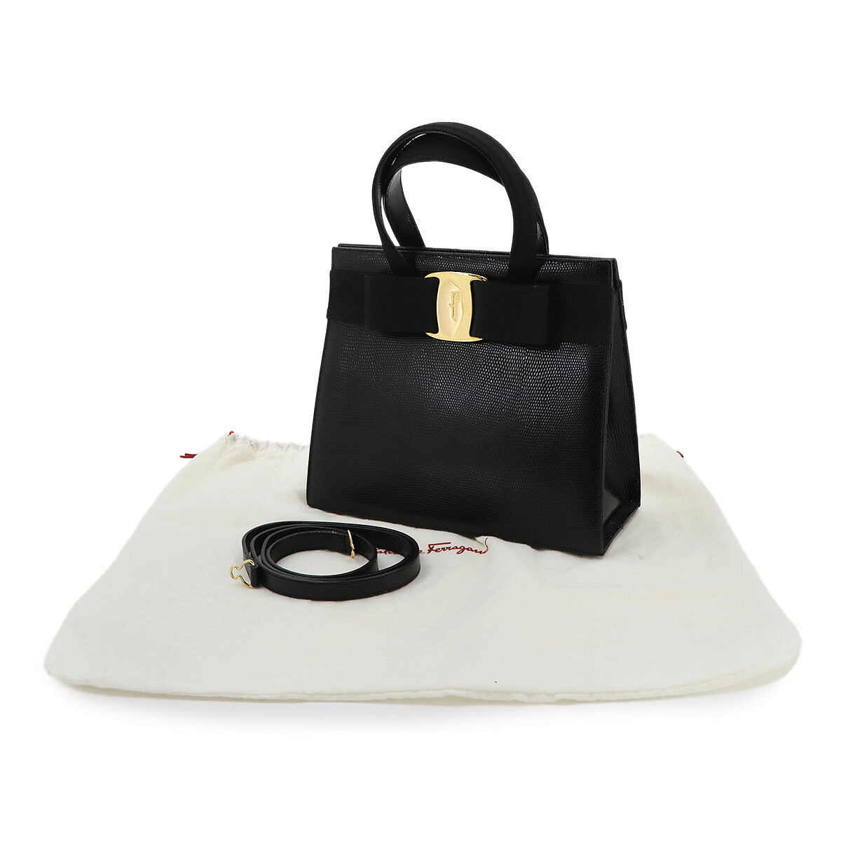 Vara 2way Hand Shoulder Bag Leather Black Purse