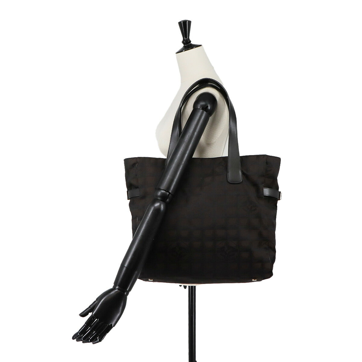 New Travel Line Tote GM Nylon Jacquard Leather Brown A15825
