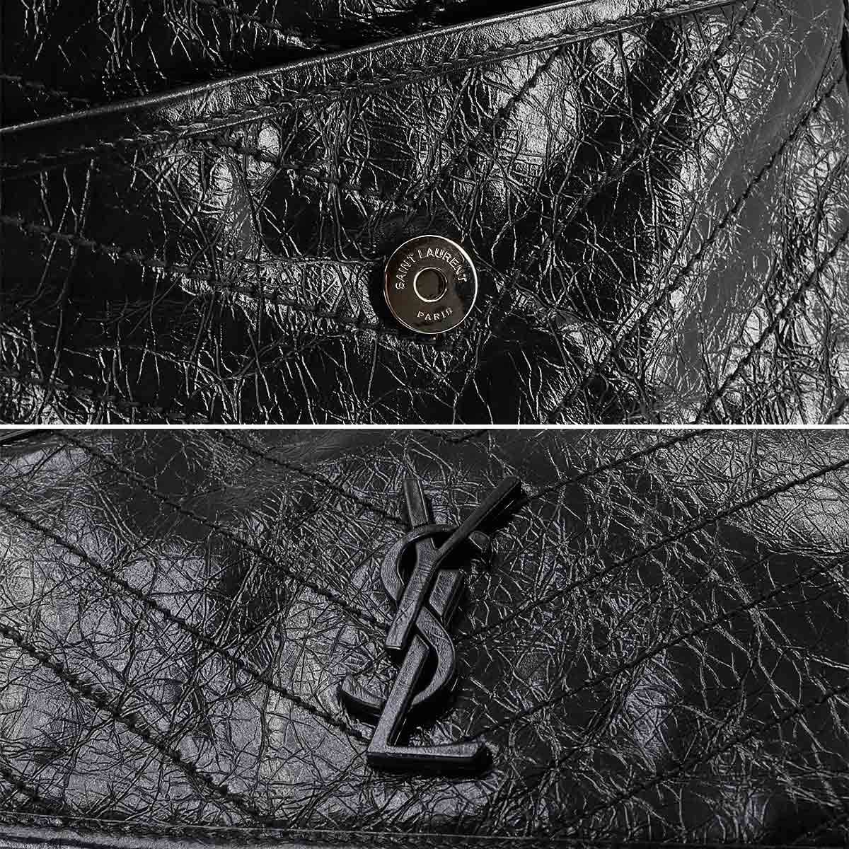 Niki Medium Chain Shoulder Bag Leather Noir 633158