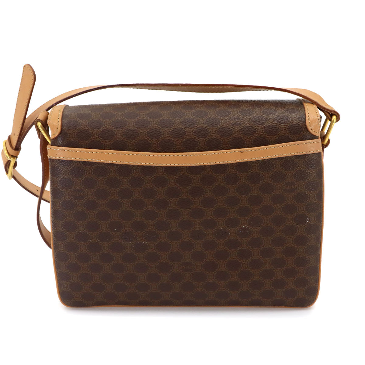Macadam Shoulder Bag Leather PVC Brown Vintage Purse