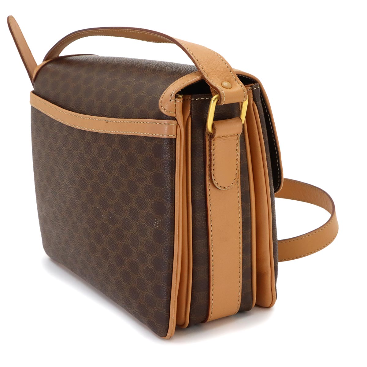 Macadam Shoulder Bag Leather PVC Brown Vintage Purse