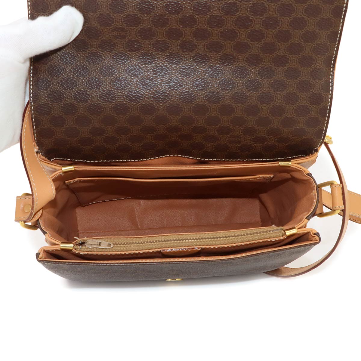 Macadam Shoulder Bag Leather PVC Brown Vintage Purse