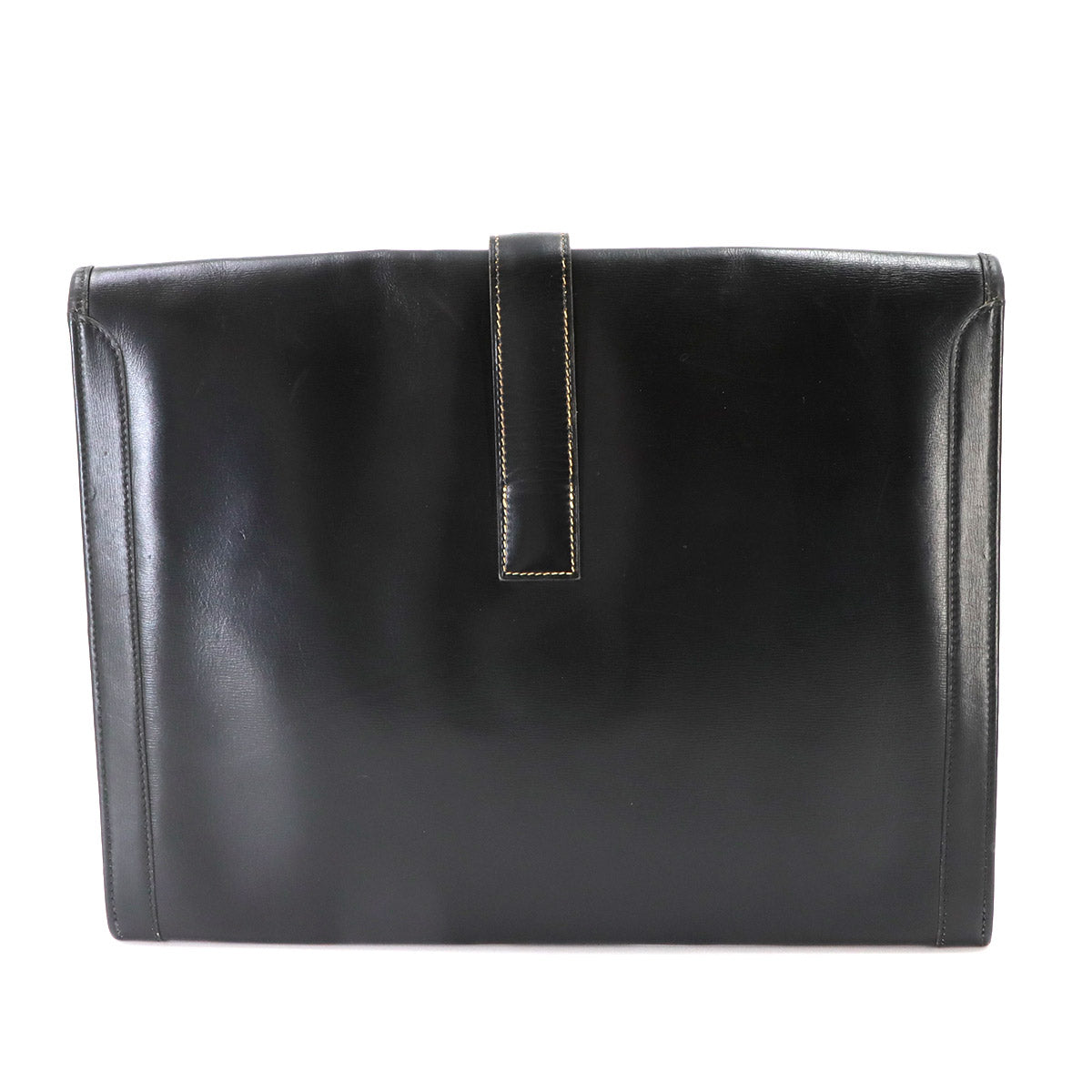 Jige GM Clutch Bag Box Calf Leather Black Purse