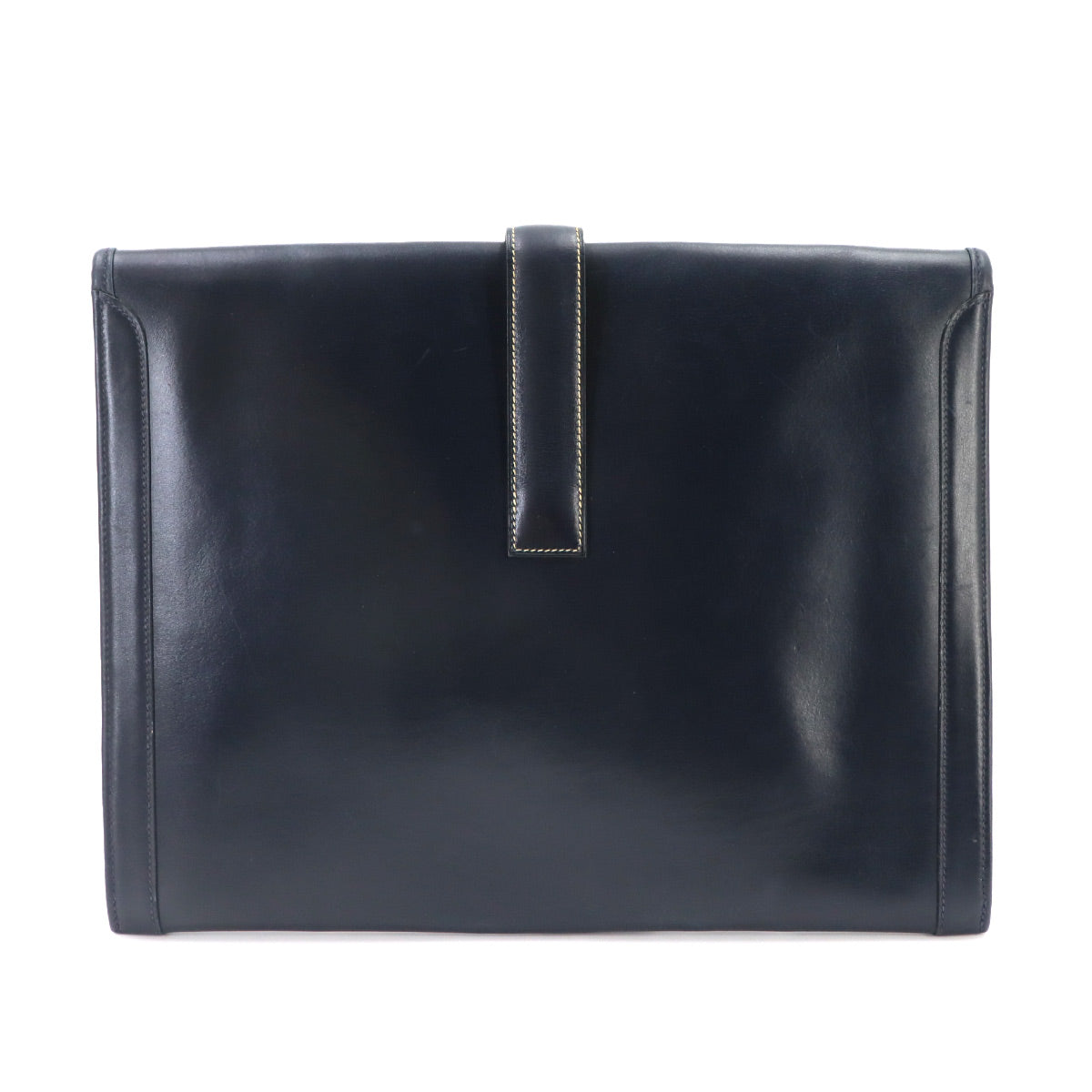 Jige GM Clutch Bag Box Calf Leather Navy Purse
