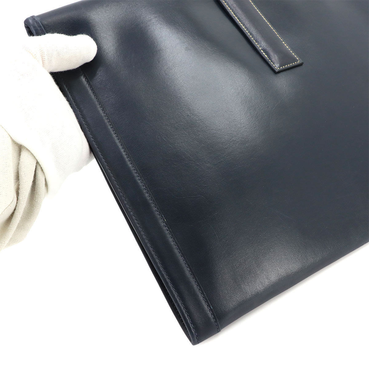 Jige GM Clutch Bag Box Calf Leather Navy Purse