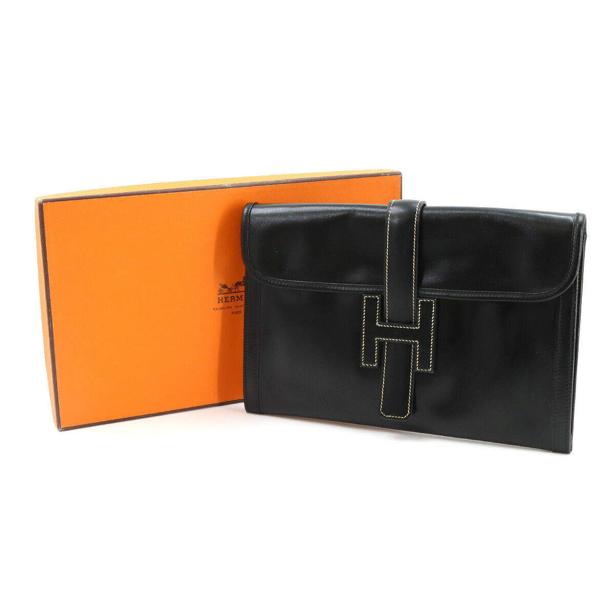 Jige PM Clutch Bag Box Calf Black Purse