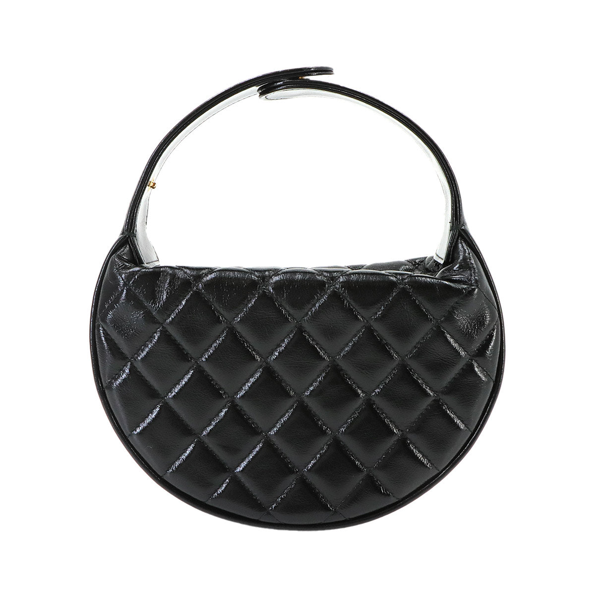 Matelasse Hand Bag Leather Black Purse
