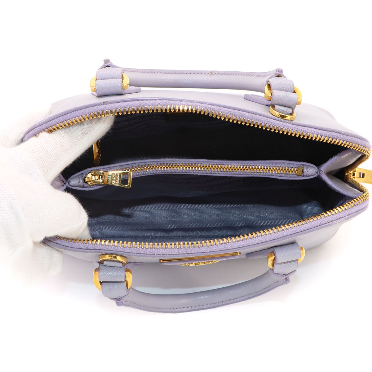 2way Hand Shoulder Bag Saffiano Leather Purple 1BA838