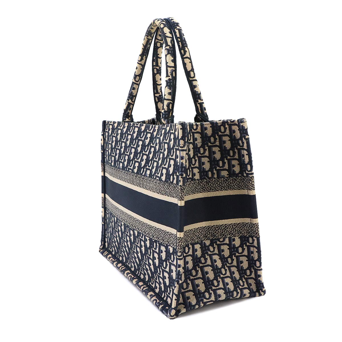 Oblique Book Tote Medium Bag Canvas Navy M1296ZRIW