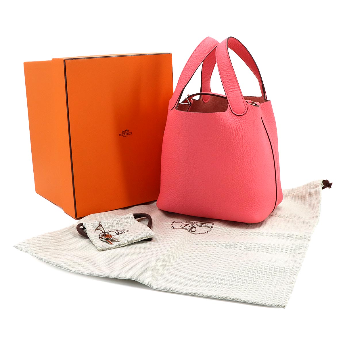 Picotin Lock PM Hand Bag Taurillon Clemence Rose Azalee