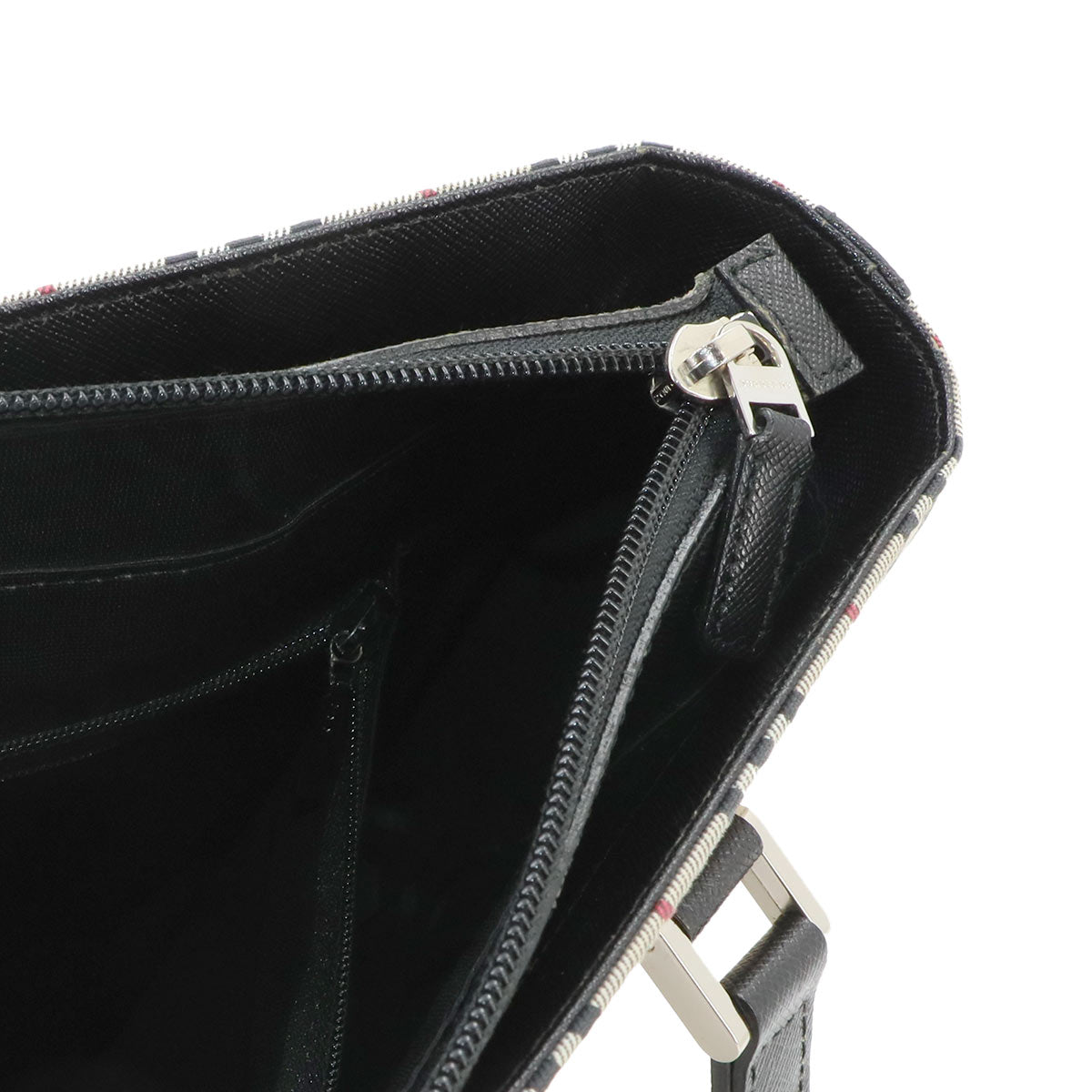 Plaid Tote Bag Canvas Leather Beige Black Purse