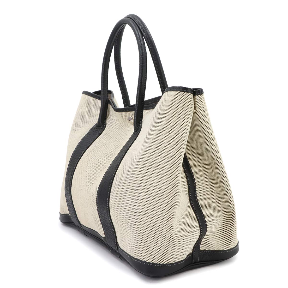 Garden Party PM Tote Bag Toile H Leather Black Gray