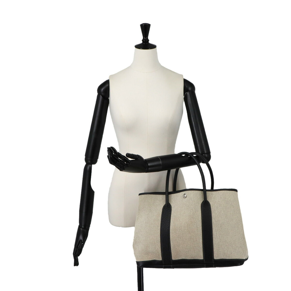 Garden Party PM Tote Bag Toile H Leather Black Gray