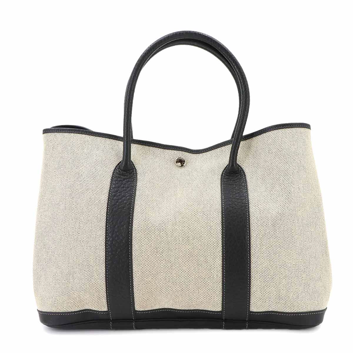 Garden Party PM Tote Bag Toile H Leather Black Gray