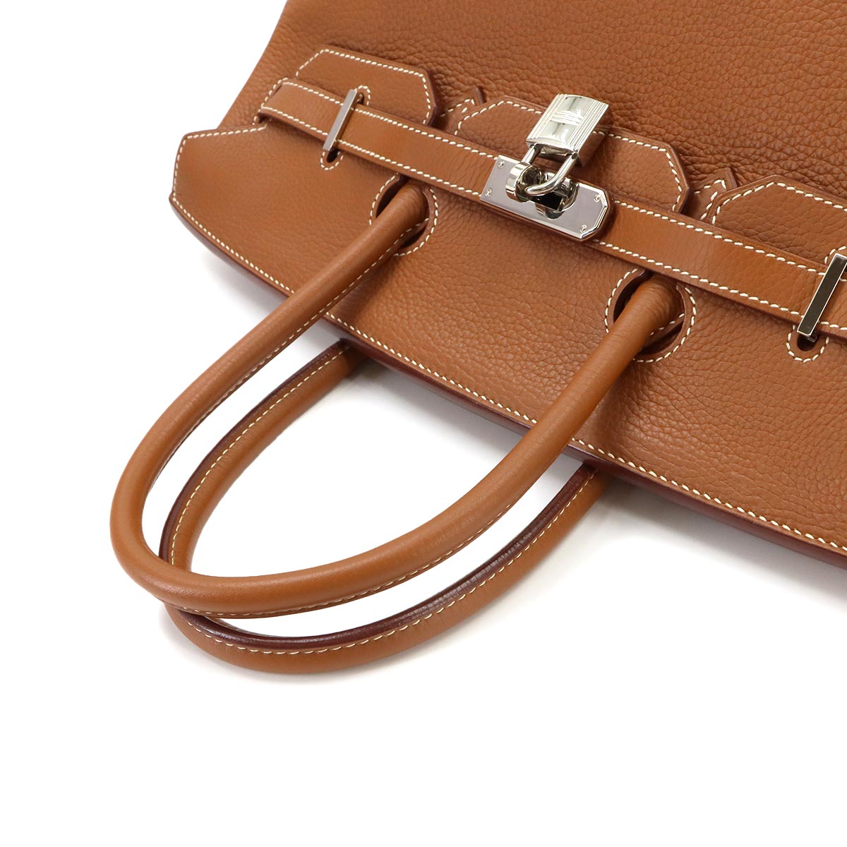 Birkin 35 Togo Gold Hand Bag Purse Brown Leather