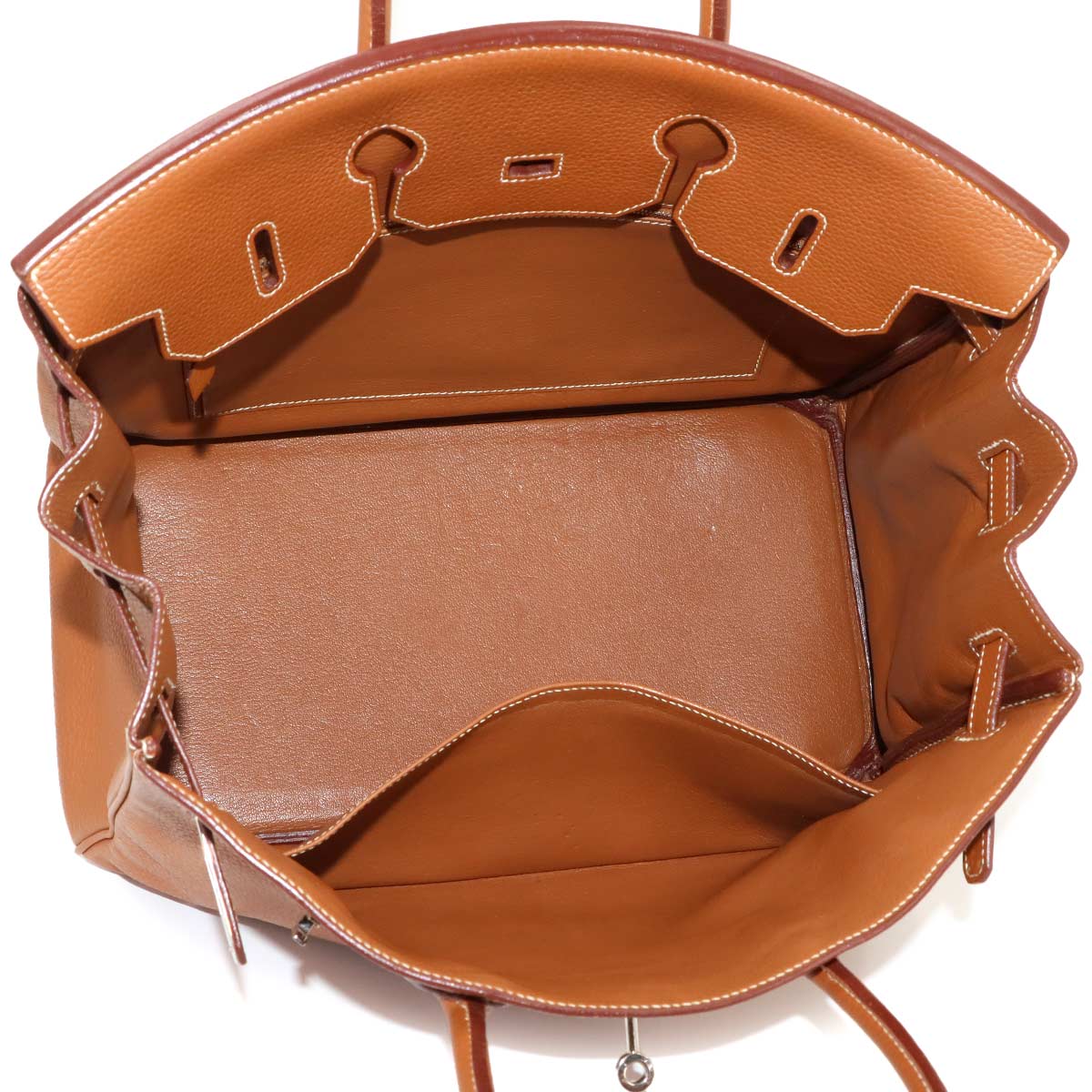 Birkin 35 Togo Gold Hand Bag Purse Brown Leather
