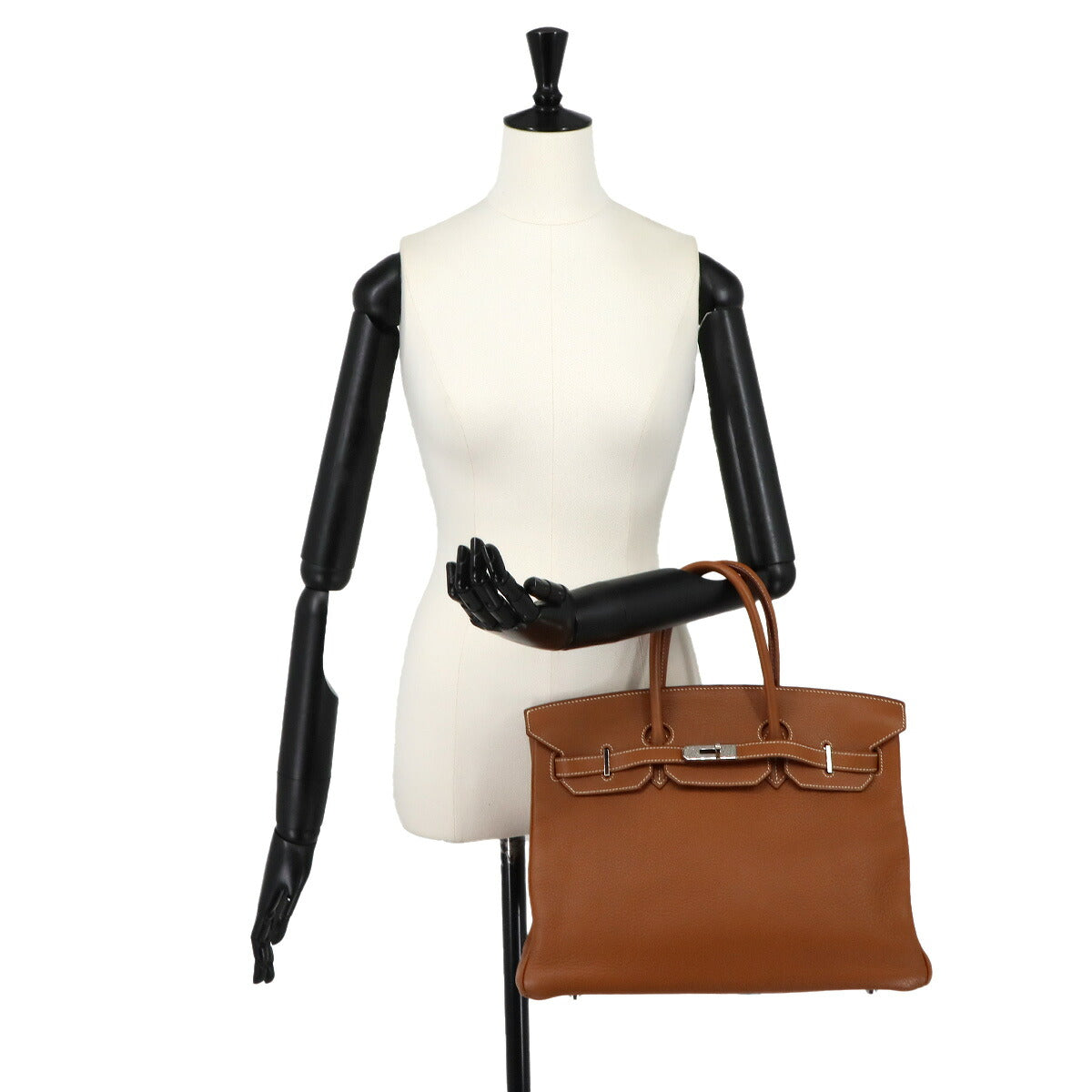 Birkin 35 Togo Gold Hand Bag Purse Brown Leather