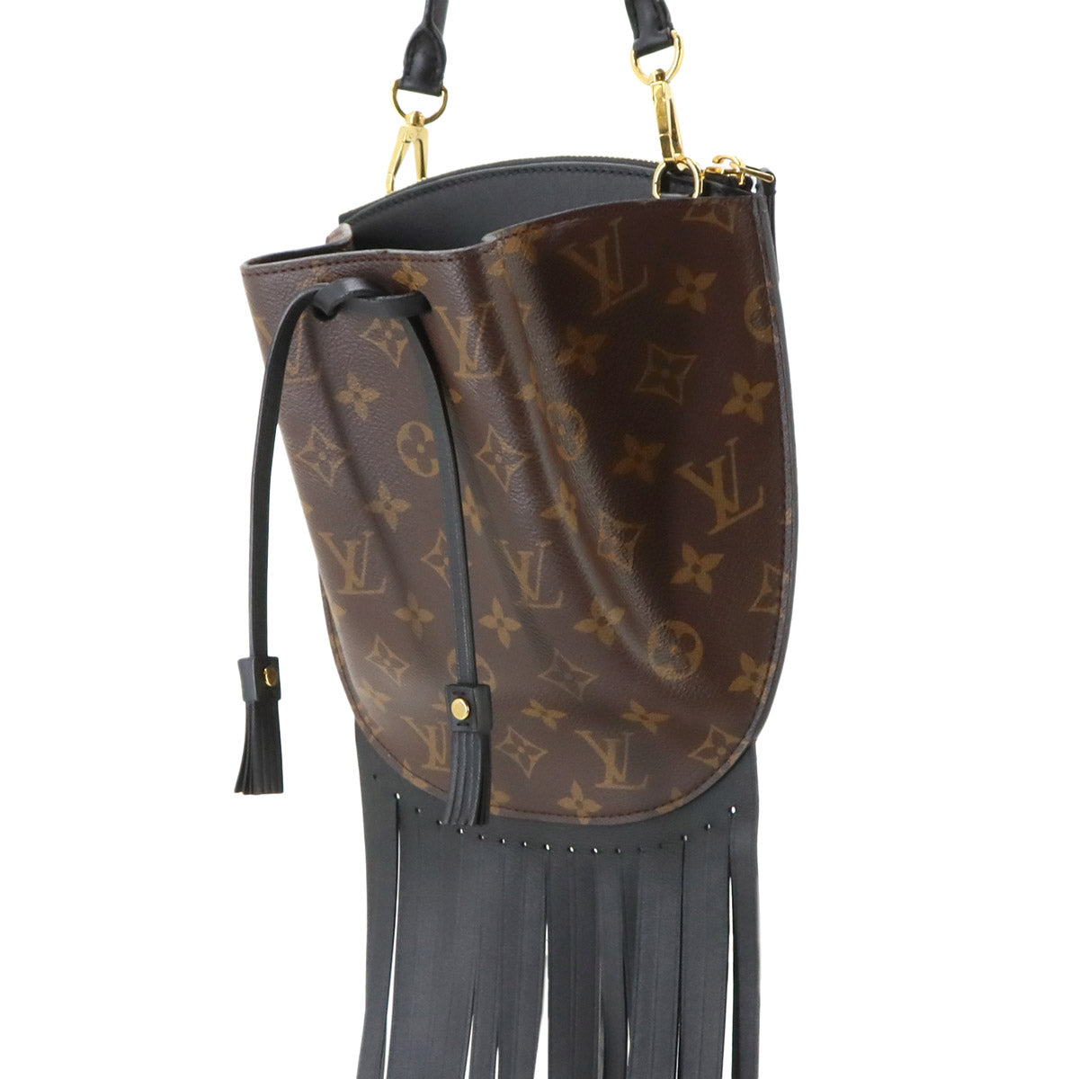 Monogram Fringed Noe Hand Shoulder Bag Brown M43132