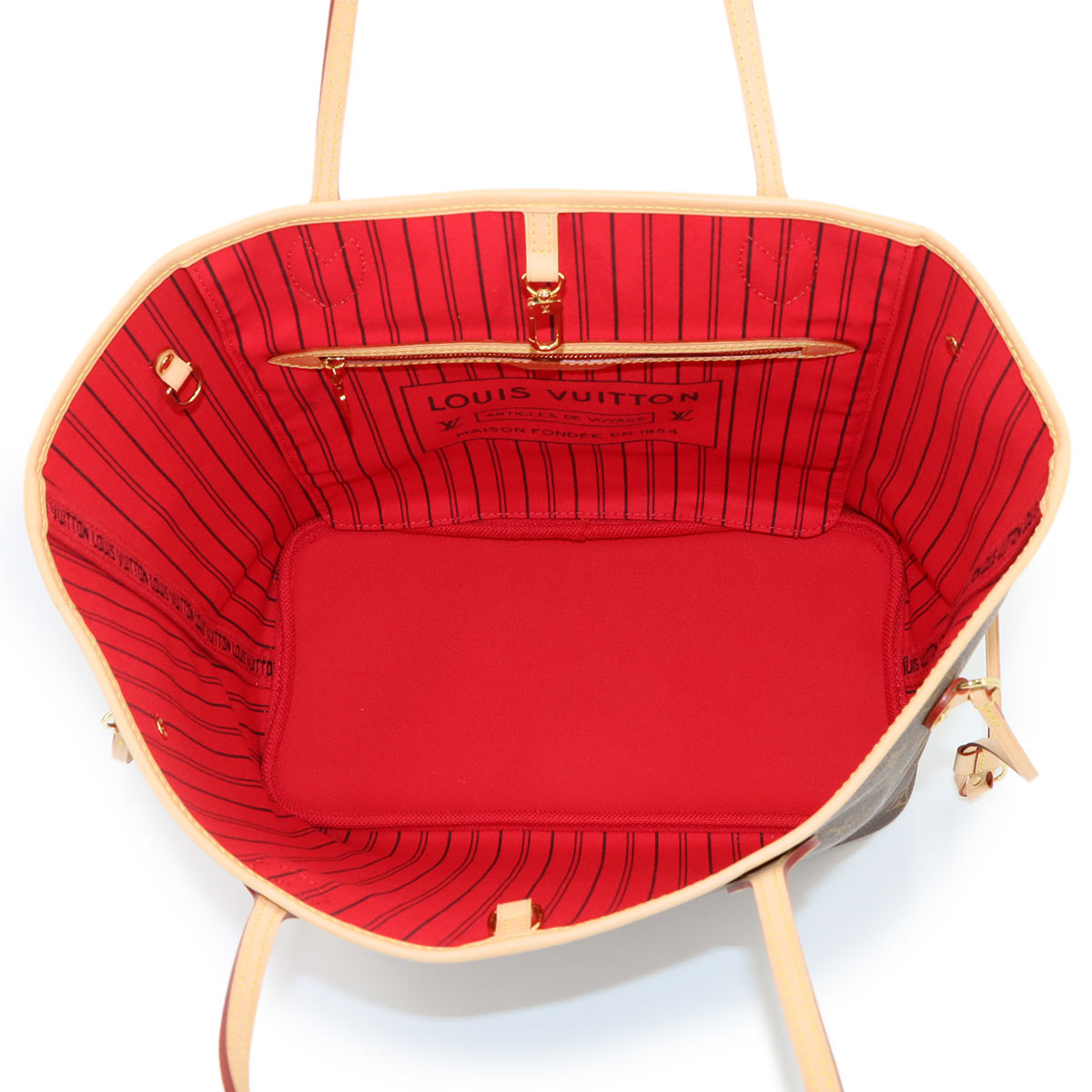 Monogram Neverfull MM Tote Bag Brown Cerise M46987